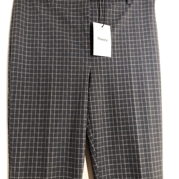 Theory Slim Pants Cropped Precision Grid Grey NWT 10 - Picture 7 of 12